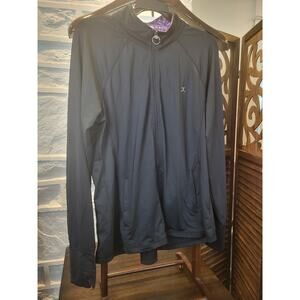 Danskin Womens XL 14-16 Full Zip Mock Neck Black Purple Athletic Jacket Stretch